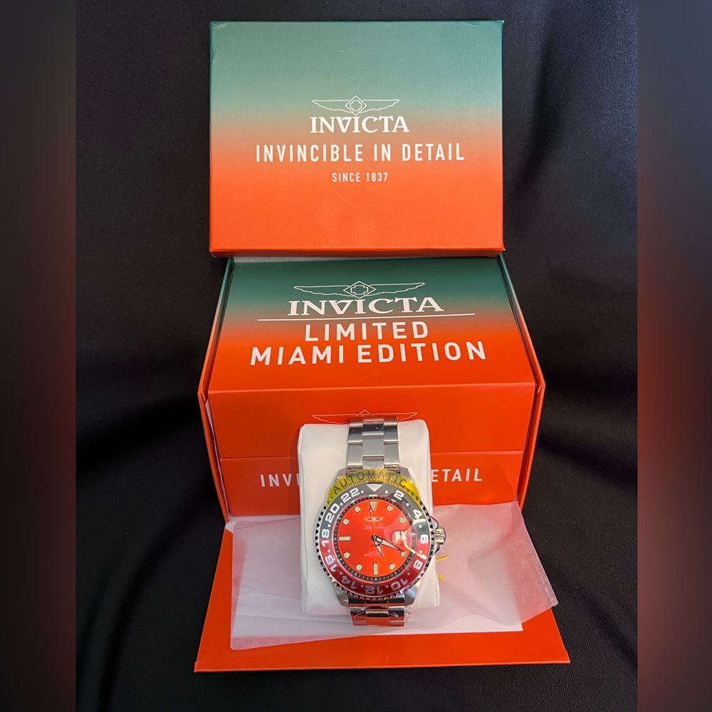Invicta Limited Miami Edition Stainless Steel Watch - Orange Dial